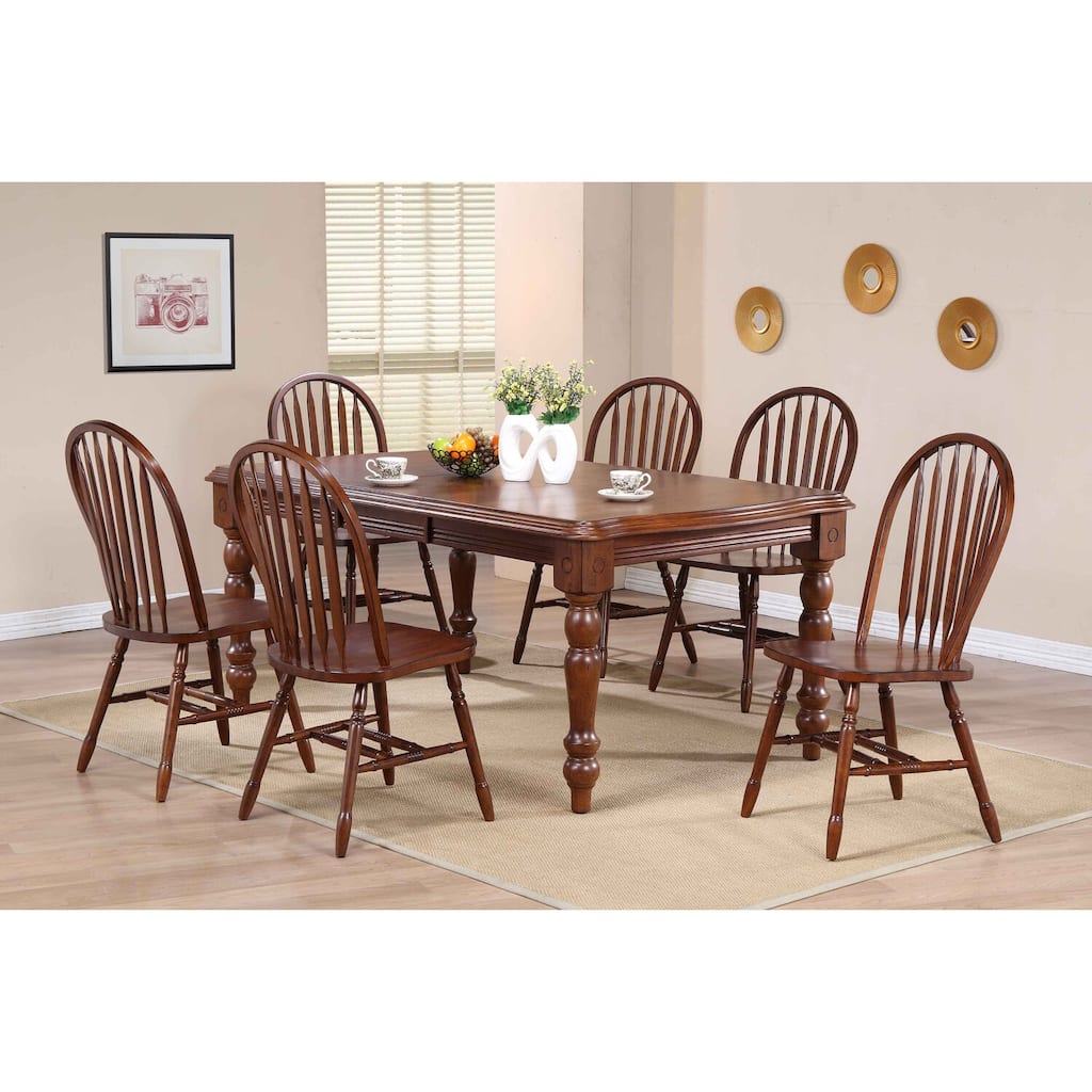 30 in. H, 9 -Piece Brown Rectangle Wood Top with High Solid Back 8 Seating Dining Room Set