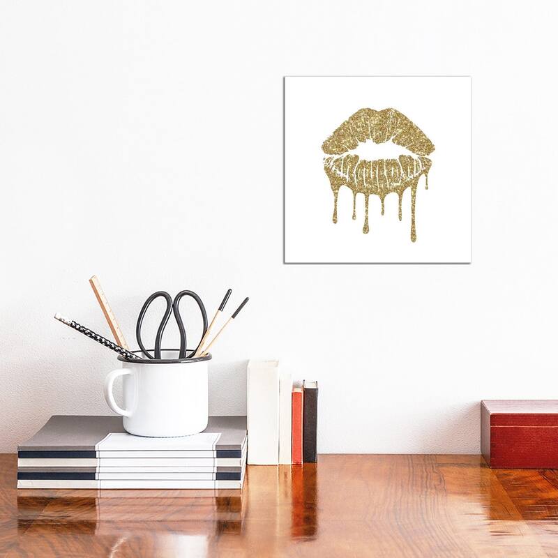 iCanvas "Gold Kiss Mark Drips, Square" by Amanda Greenwood Canvas Print - 12x12x0.75