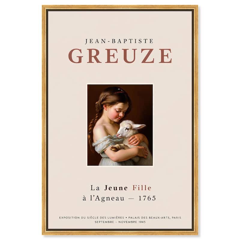Girl and Her Lamb Canvas by Art Remedy - Gold - 10" x 15"