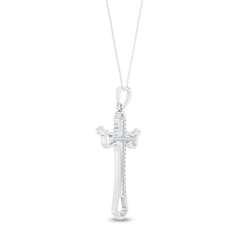 1/10ct TDW Diamond Cross Pendant Necklace in 10K Gold for Women