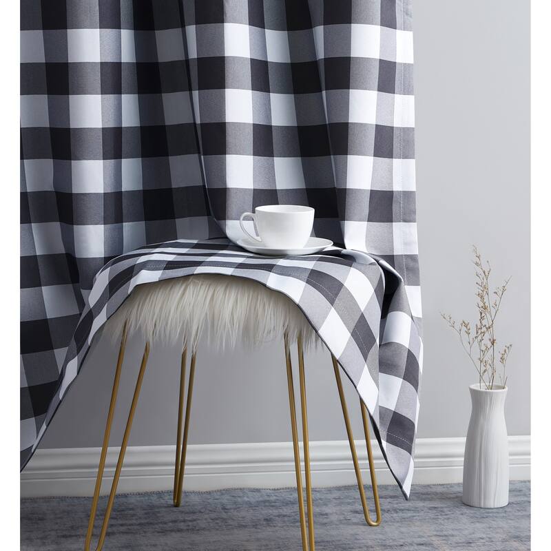 HLC.me Andersen Check Plaid 100% Blackout Thermal Insulated Energy Saving Heat Blocking Grommet Curtain Panels, 2 Panels