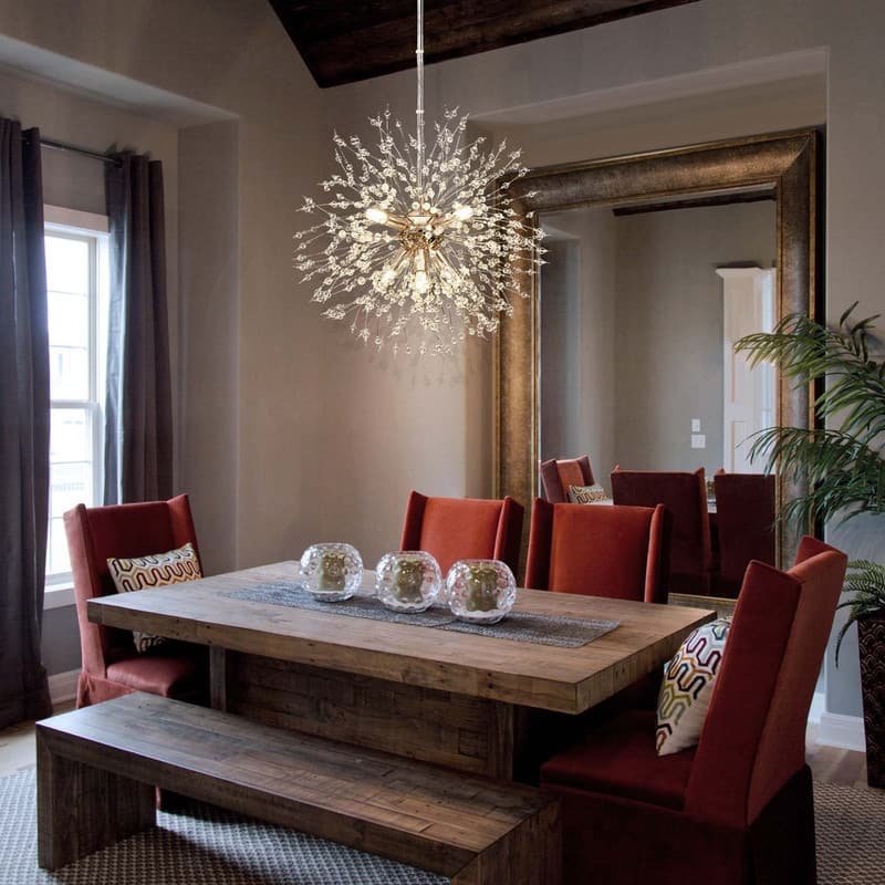 8/9/12/16-Light Modern Linear Sputnik Globe Pendant Starburst Firework Crystal Chandelier