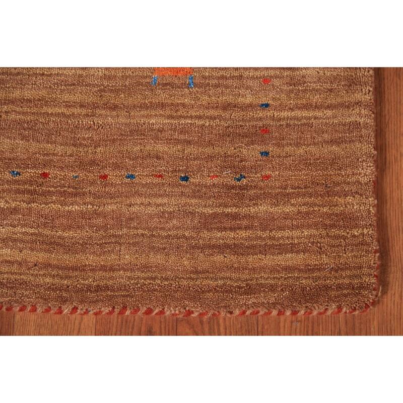 Tribal Gabbeh Indian Foyer Rug Hand-Knotted Modern Wool Carpet - 3'2" x 4'11"