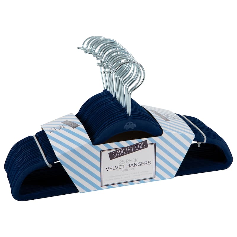 Simplify Kids 25 Pack Velvet Hangers - 0.15"x13.78"x8.07" - Silver