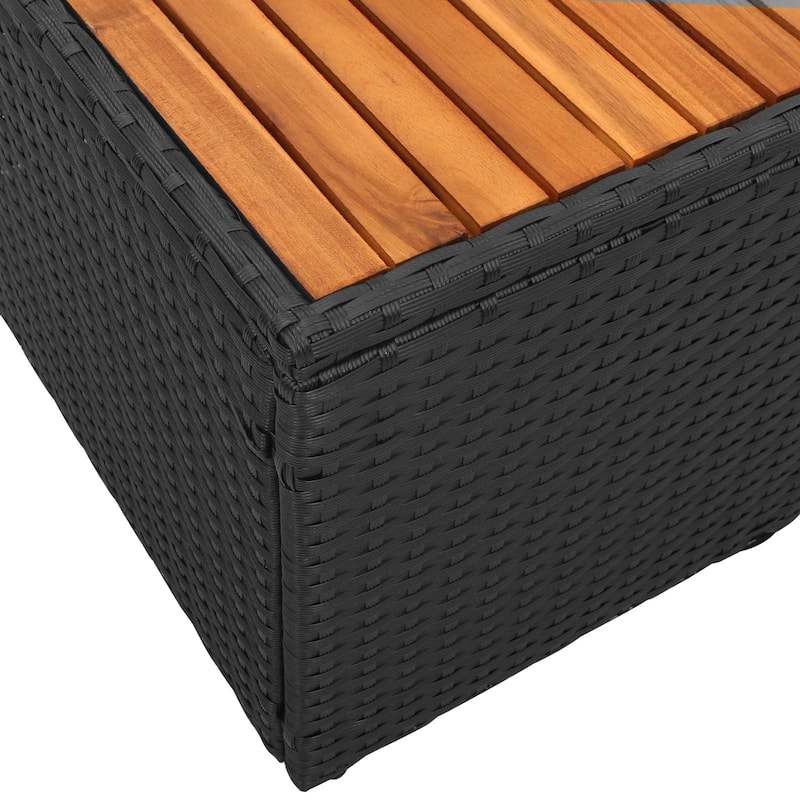 vidaXL 2-Seater Garden Sofa with Cushions Black Poly Rattan - 24.4 x 72.4 x 27.2