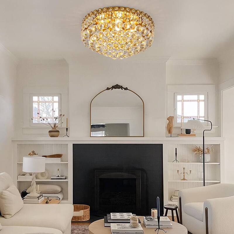 KAYLA 19-Lights High Ceiling Chandelier Modern Gold Crystal Chandeliers Large Foyer Chandelier Fixtures