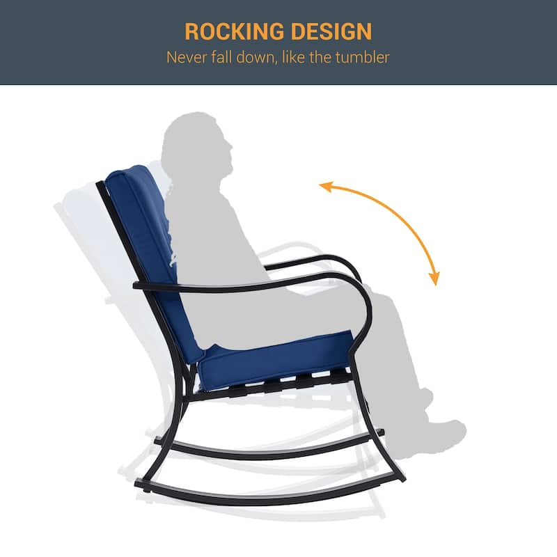 Bonosuki Outdoor 3-piece Rocking Chair Patio Bistro Set with Side Table
