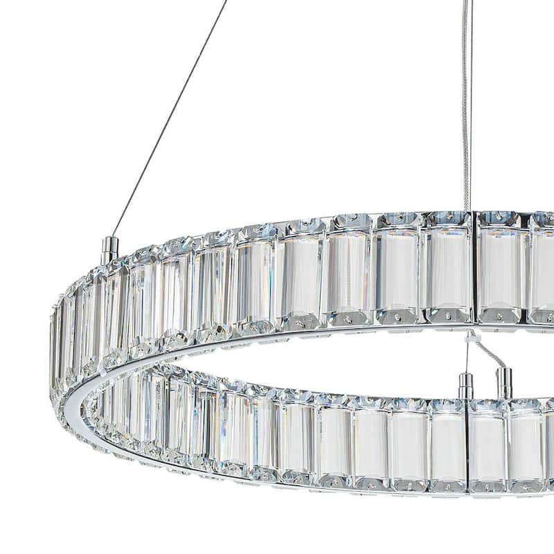 Modern Chrome Crystal Ring Dimmable LED Pendant