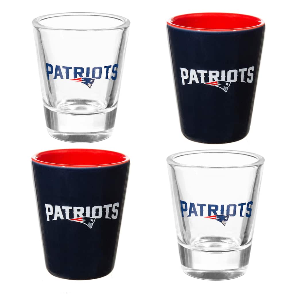 4-Piece Ceramic and Glass 2 oz. Shot Glass Set, New England Patriots