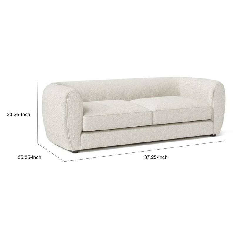 Dly Sofa, Off White Boucle Seat, Welt Trim, 87 Inch Tuxedo Style
