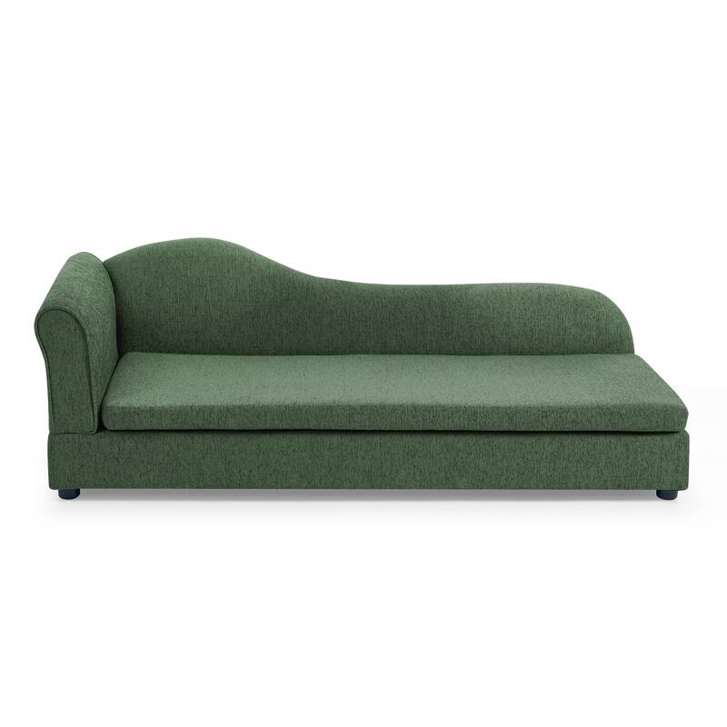 Oversized Pet Sofa, Elegant Modern Linen Fabric Elevated Dog Sofa Bed, Oversized Rectangular Pet Bed with Backrest & Armrest