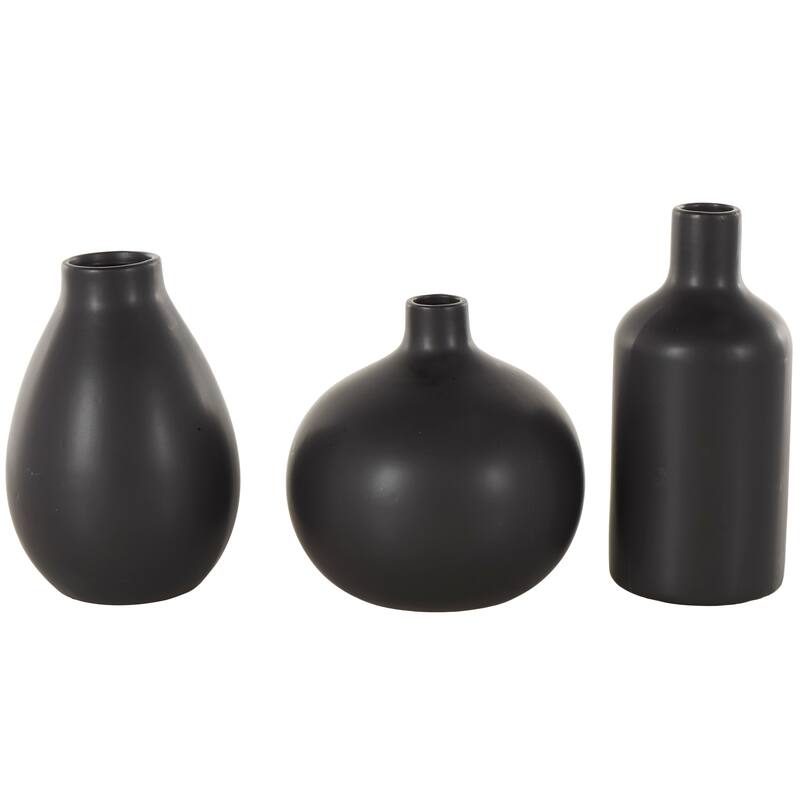 White or Black Ceramic Minimalistic Decorative Vase with Varying Shapes (Set of 3)