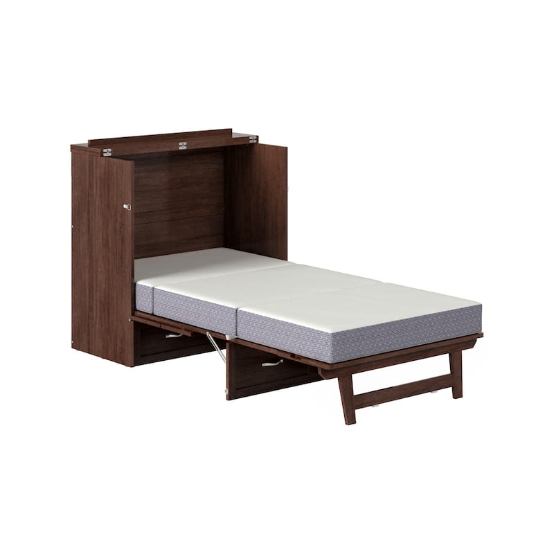 AFI Northfield Murphy Bed Chest with 6" Mattress, Storage Drawer & Built-In Charger