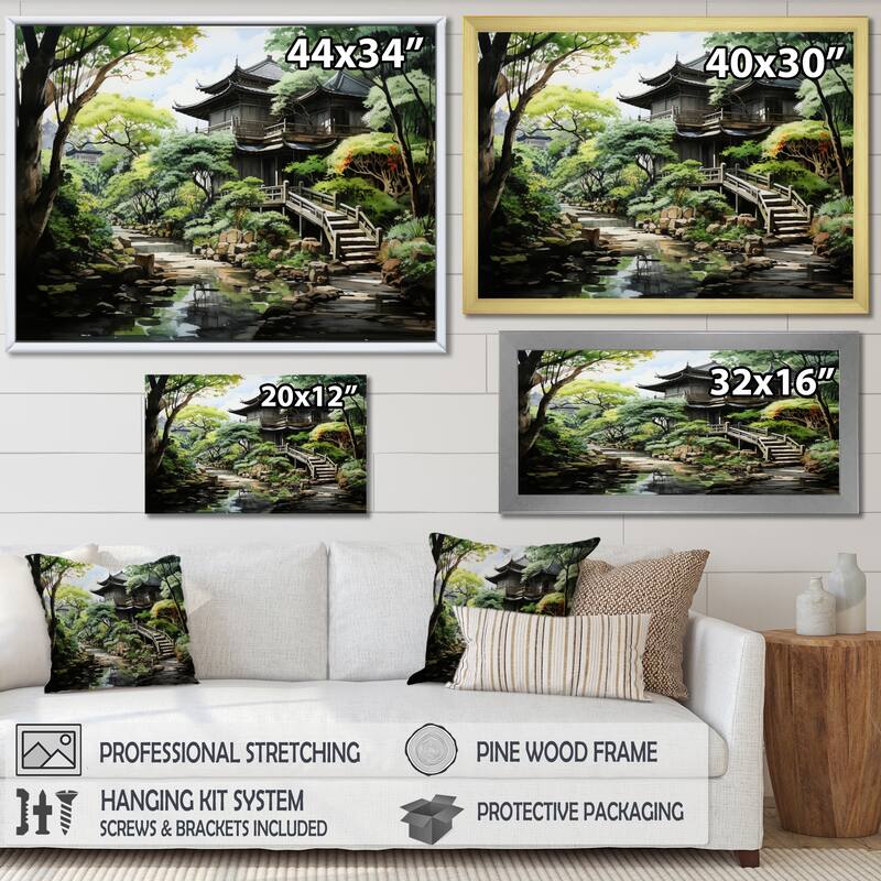 Designart "Japon Art Zen Garden Serenity I" Japanese Framed Wall Art Prints