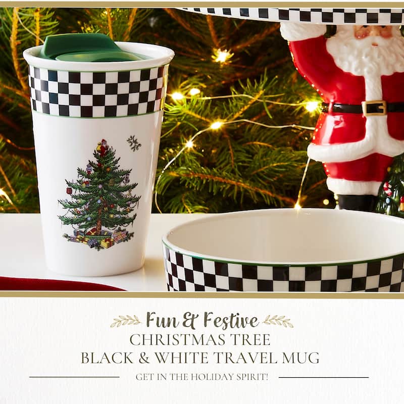 Spode Black and White Travel Mug - 8 oz