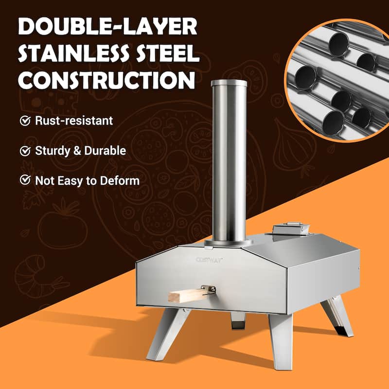Costway Wood Pellet Pizza Oven Pizza Maker Portable Outdoor Pizza - See Details
