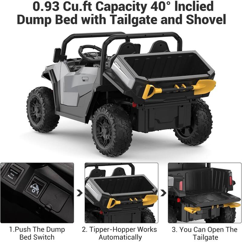 Electric 24V Ride on Dump Truck Toy with Remote for Kids Best Gift