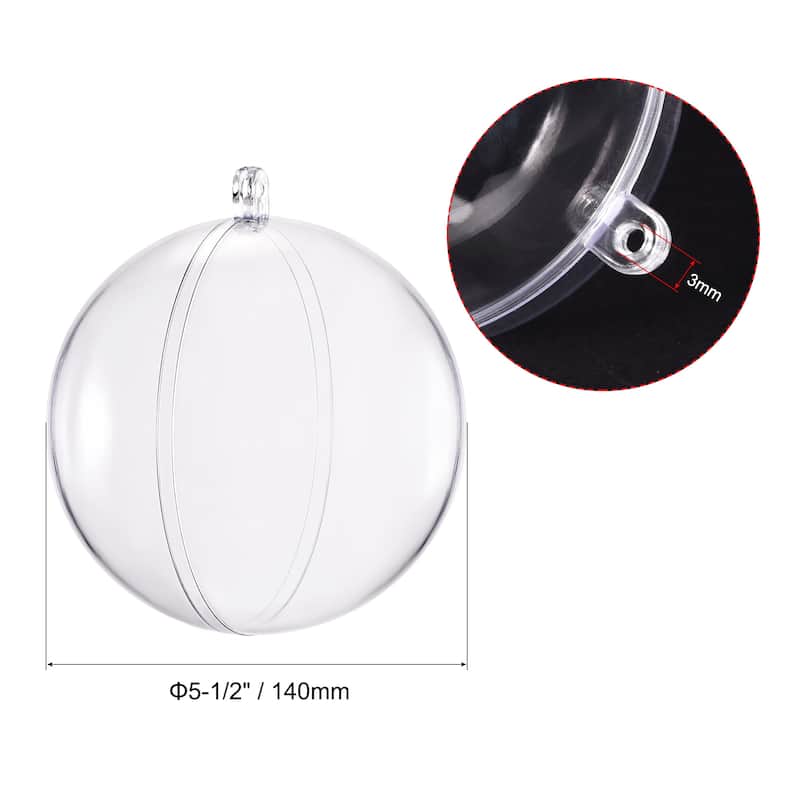 2pcs 5 1/2-inch(140mm) Clear Plastic Ornaments Ball