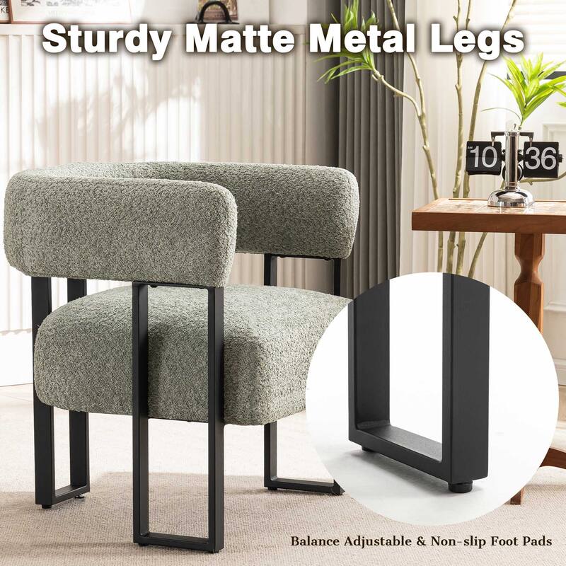 Upholstered Teddy Velvet Accent Chair, Modern Boucle Armchair