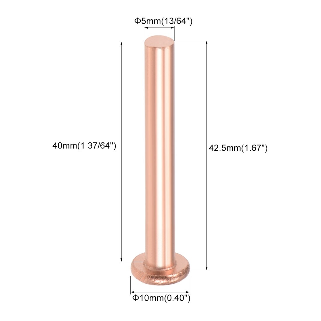 thumbnail image 2 of Uxcell 2x6mm Copper Solid Rivets – Gold Tone, Round Head (100 Pack) 2 of 4