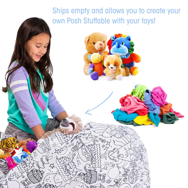 Kids' Stuffed Animal Storage Bean Bag Chair Cover or Toy Organizer