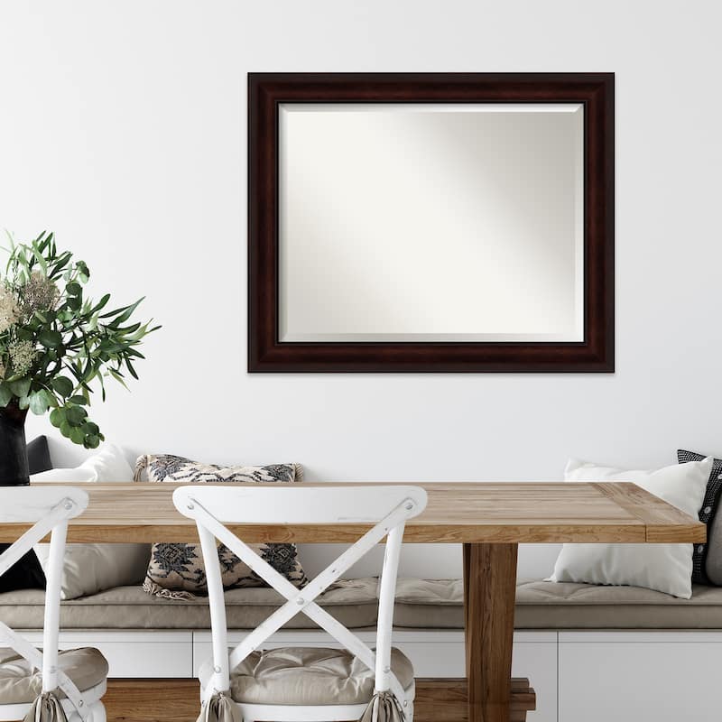 Beveled Wall Mirror - Coffee Bean Brown Frame - Coffee Bean Brown