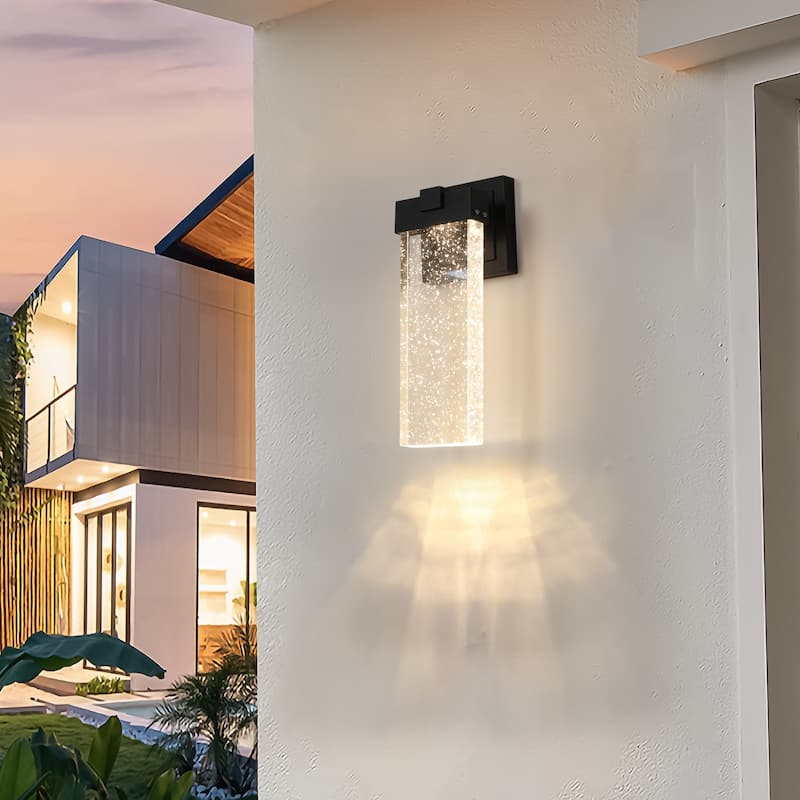 Outdoor Waterproof Transparent LED Crystal Wall Lamp(2 pack) - Black
