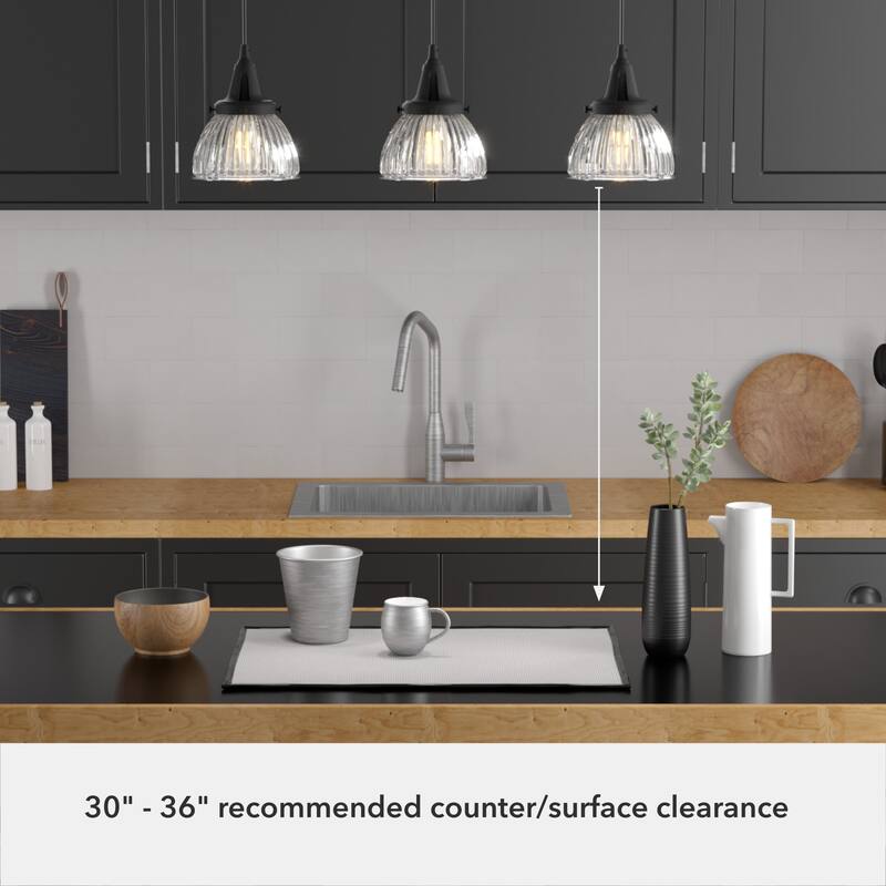 Hunter Cypress Grove 3-Light Linear Cluster Pendant - Kitchen Island, Dining Room - Industrial, Transitional, Modern