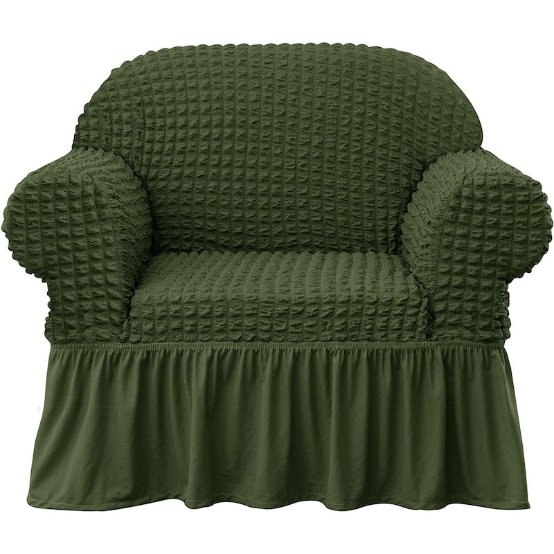 Subrtex 1 Piece Armchair Slipcover Seersucker Skirt Stretch Spandex Furniture Protector