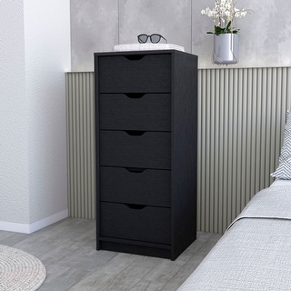 Modern Style Logan Black Lingerie Chest 5-Drawer Dresser - Bed