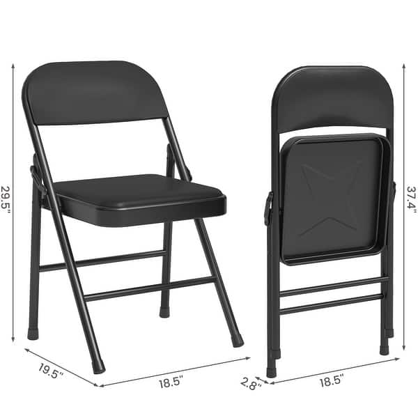 dimension image slide 1 of 3, 4 Pack Folding Chairs with Padded Cushions, Padded Foldable Chair Hold Up to 350 Pounds