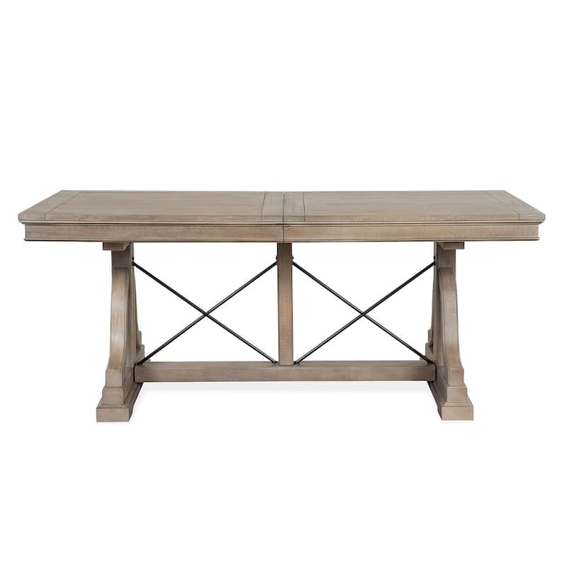 Magnussen Home Paxton Place Dovetail Grey Extendable Trestle Dining Table - 38''W x 72''D x 30''H
