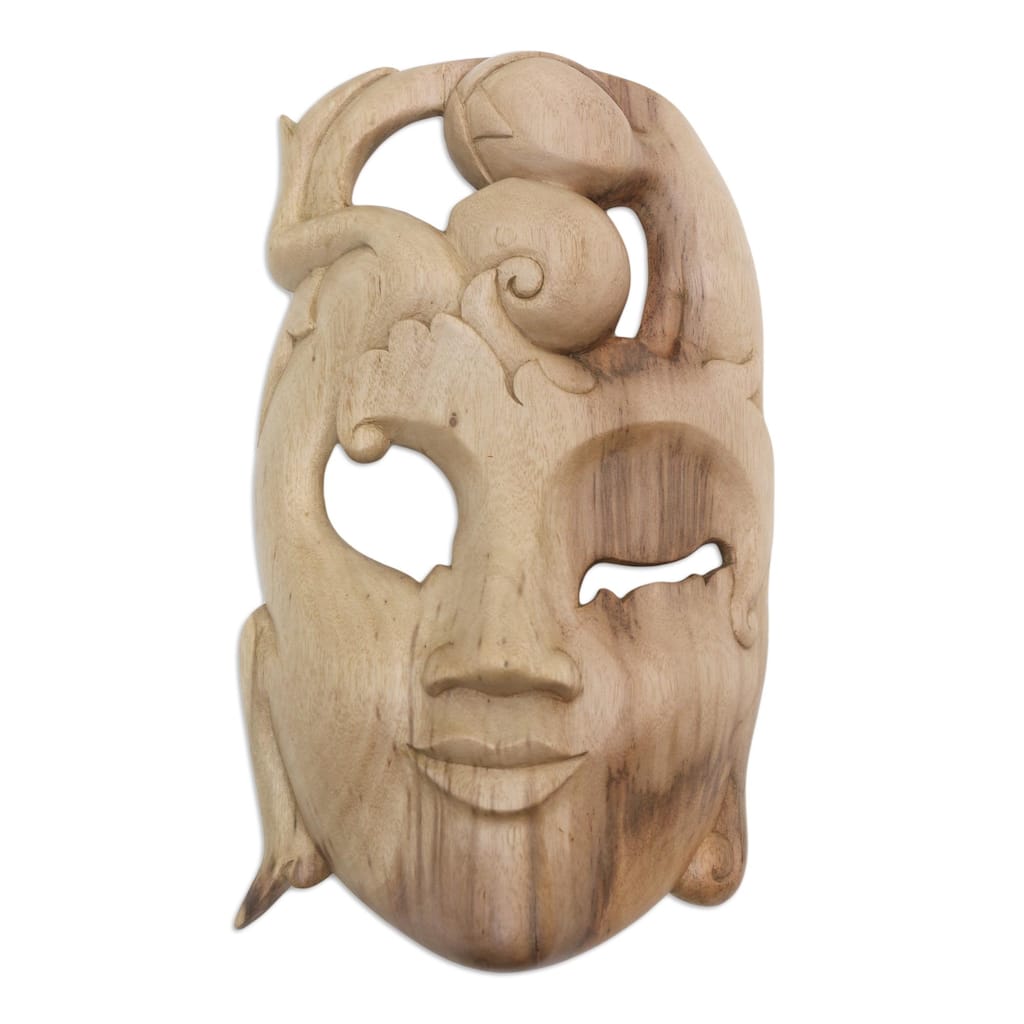 Novica Handmade Mellow Mood Hibiscus Wood Mask