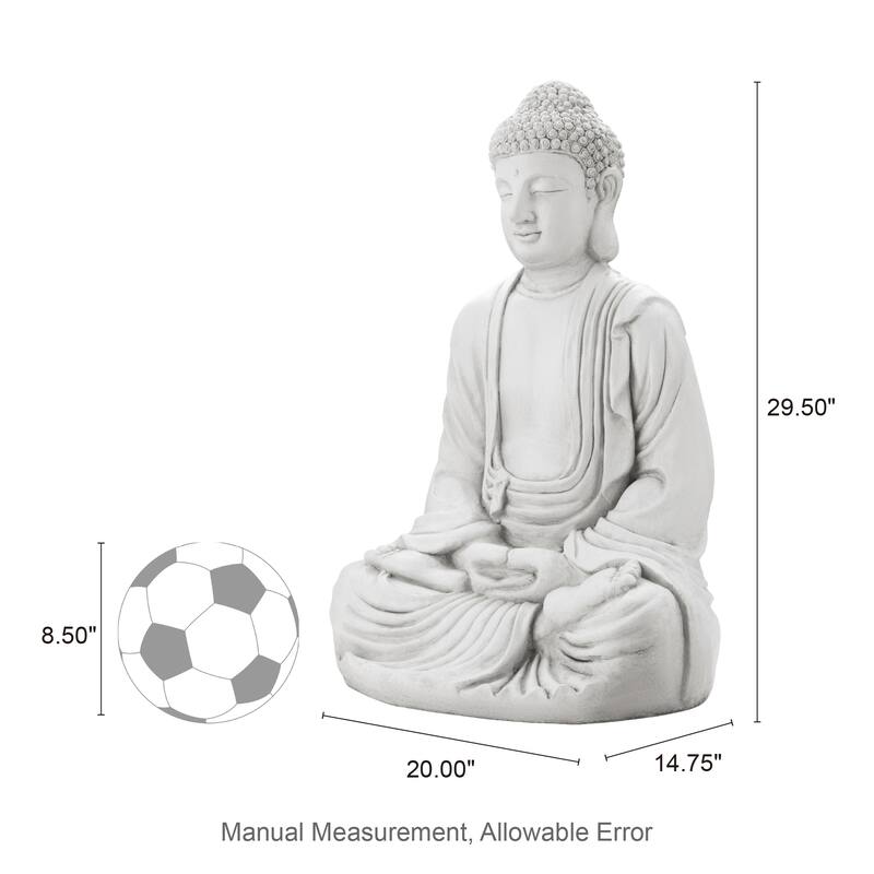 Glitzhome Zen-Style MgO Meditating Garden Buddha Statues Monk Sculpture Indoor Outdoor