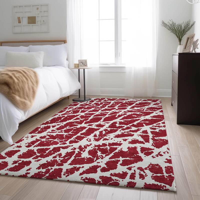 Premium Washable Super Soft Modern Crackle Mayfield Rug - Red - 10' x 14' - Rectangle