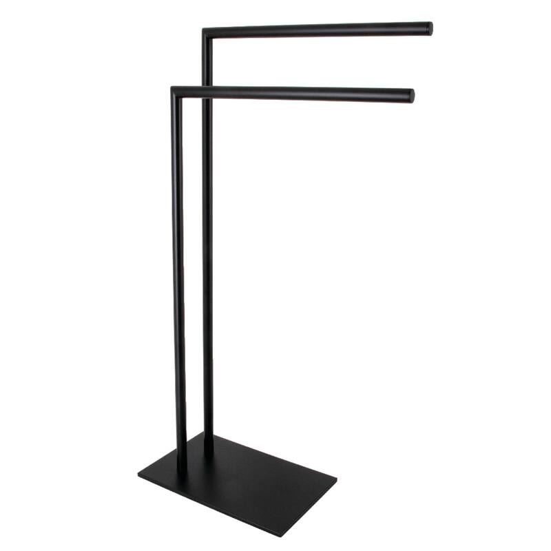 Edenscape Freestanding Dual Towel Rack in Polished Chrome - Matte Black