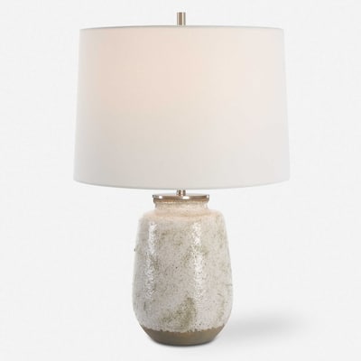 Glossy Table Lamp with Tapered Shade - 22.25" - Taupe and Gray