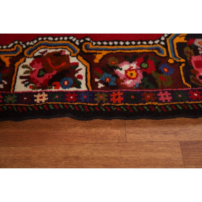Hand Knotted Oriental 100% Wool Carpet Traditional Medallion Red Bakhtiari Area Rug - 4' 7'' X 3' 6''