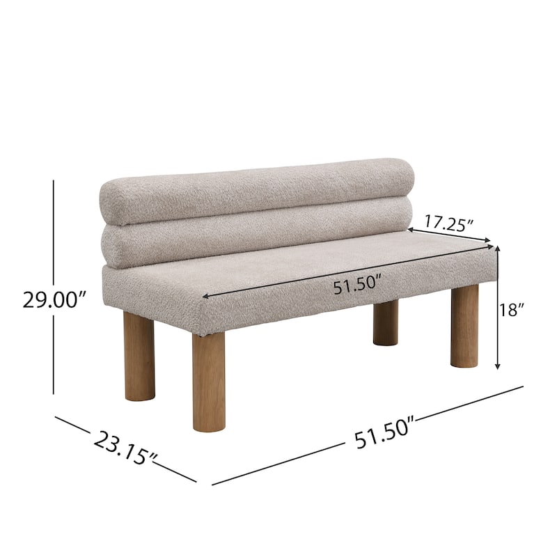 Roomfitters Upholstered Dining Bench, End of Bed and Entryway Seating, Boucle Ottoman with Rubber Wood Legs