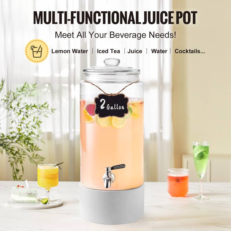 Beverage Dispenser with Spigot and Lid, Iced Tea Lemonade Juice Water Dispenser
