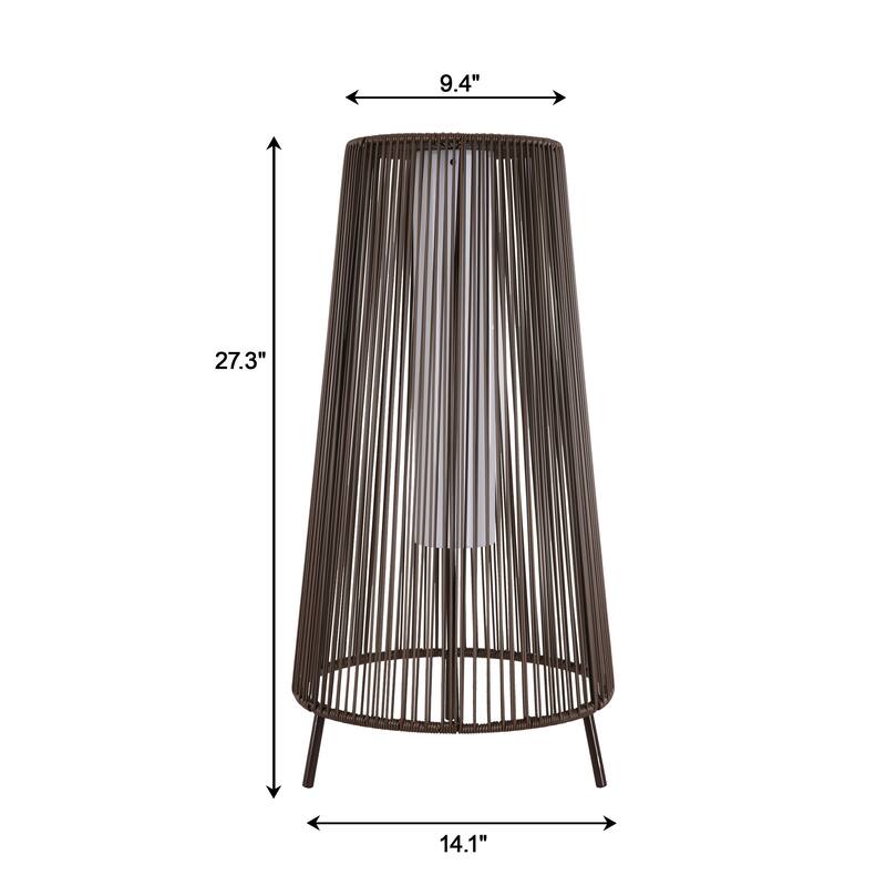 2-Pack Outdoor All-Weather Rattan Solar Light Patio Floor Lamp For Porch
