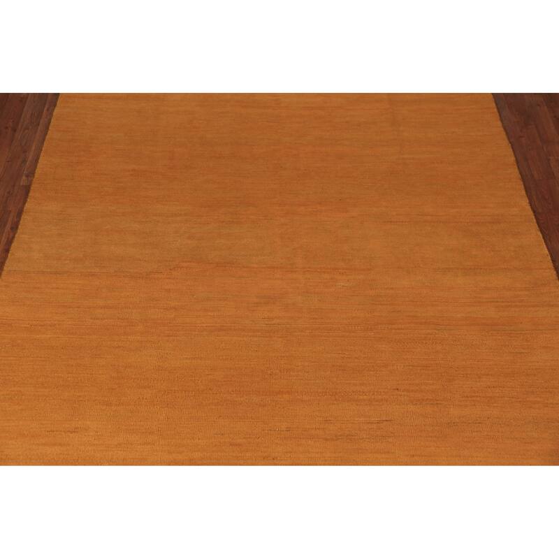 Orange Gabbeh Oriental Area Rug Hand-Knotted Wool Carpet - 6'5" x 9'7"