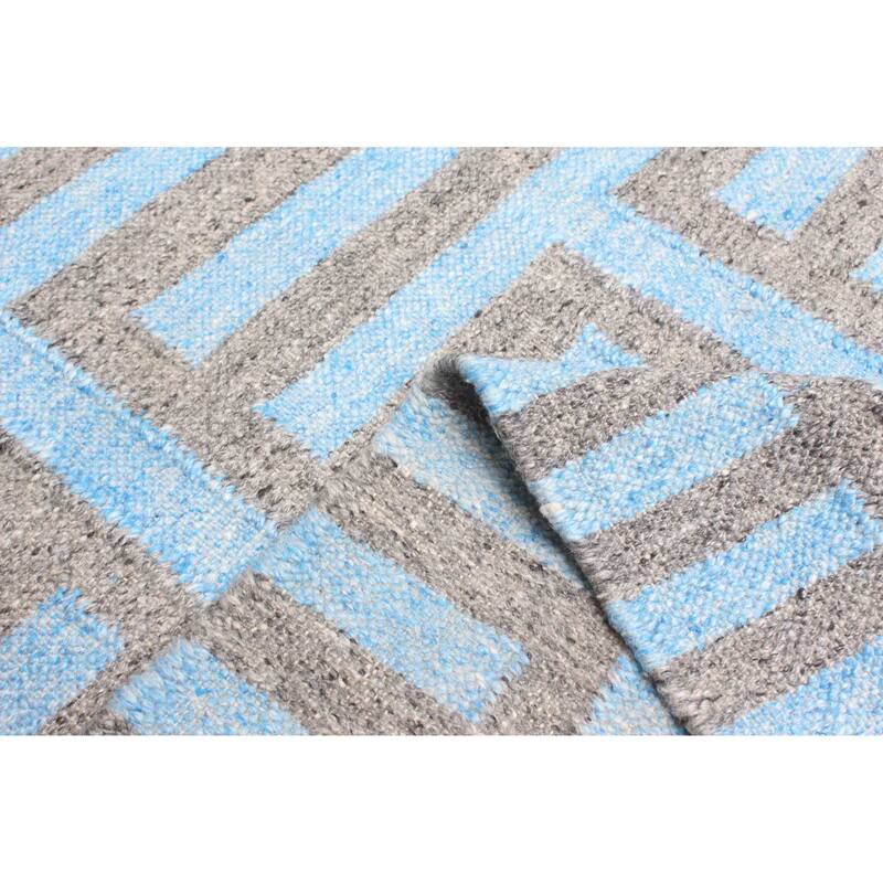 ECARPETGALLERY Flat-Weave Ankara FW Sky Blue Wool Kilim - 5'2 x 8'0