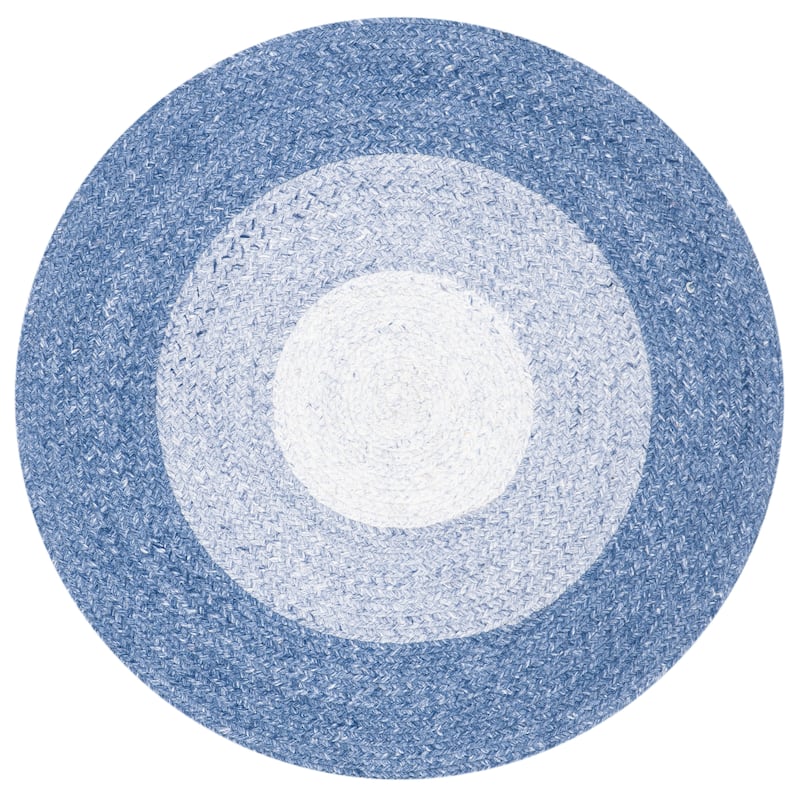 SAFAVIEH Handmade Sossia Country Border Rug - 6' Round - Blue/Ivory