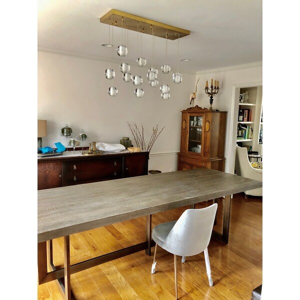 Shop Orion 16 Light Rectangular Floating Glass Globe Led Chandelier Brass Overstock 24218328