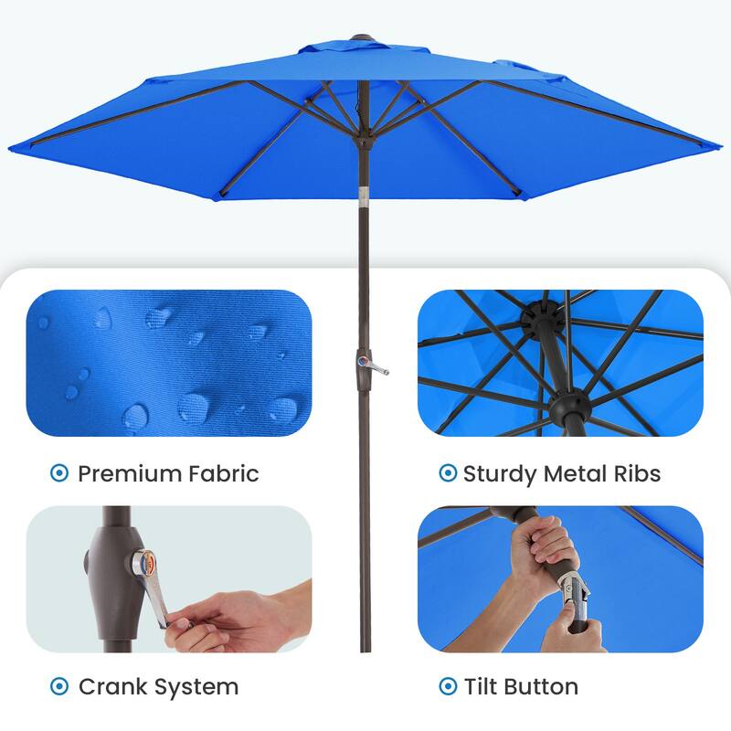 7.5-ft Patio Market Umbrella with UV-Risistance,Crank & Tilt