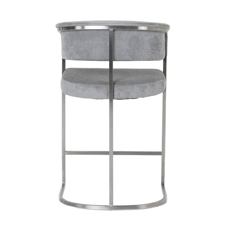 Modrest Sebastian Modern Grey Fabric & Stainless Steel Counter Chair