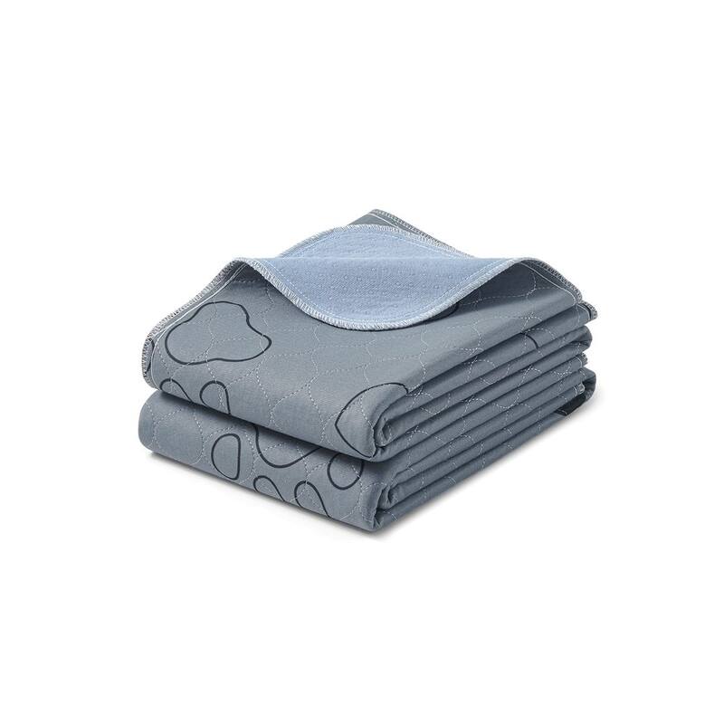 Gray Polyester Washable 2-Pack Dog Pee Pads with Waterproof Backing