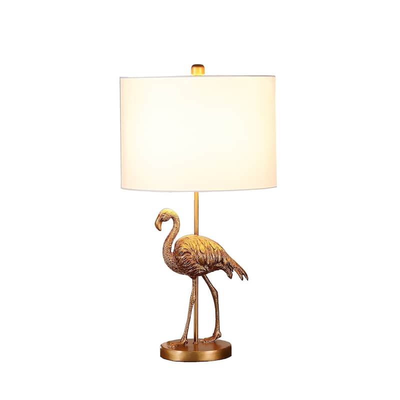 26" Antiqued Gold Resin Flamingo Table Lamp - Medium