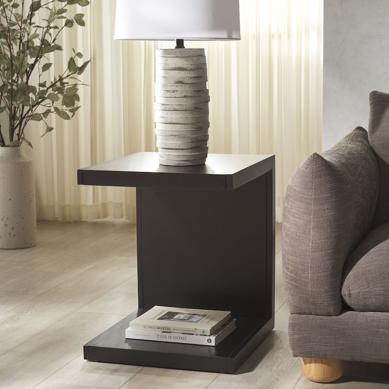 SAFAVIEH COUTURE Tawney "C" Wood Accent Table - 20"W x 19"D x 23"H - Black